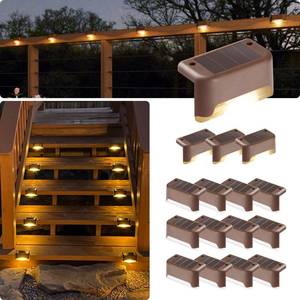lot 97 image: GIGALUMI Led Solar Deck Lights, 16 Pack��Waterproof, Warm White - Retail $20