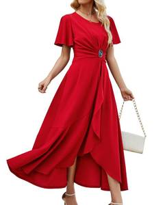 lot 100 image: QMZ Women V Neck Formal Evening Gowns Wedding Guest Versatile Party Dresses XL - Retail $59