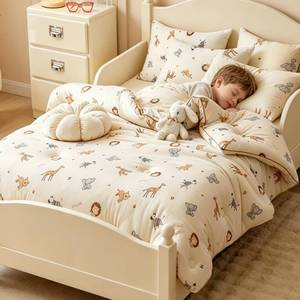 lot 101 image: MorroMorn Super Soft Toddler Bedding Set, Thick Fluffy Comforter Sets Neutral Bed Set with Pillowcase for Girls Boys Kids Baby, Lightweight Noiseless Warm Cozy for Fall Winter (Cute Animals) - Retail $45