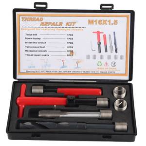 lot 124 image: 11Pcs M16x1.5 Thread Repair Kit Stainless Steel Drill Helicoil Repair Kit Threaded Reply Tool Kit - Retail $49