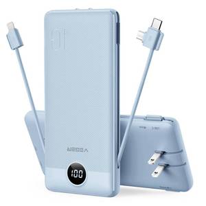 lot 136 image: VEGER Portable Charger for iPhone, Power Bank Built in Cables and Wall Plug - Retail $33