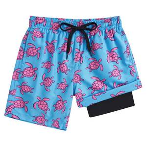 lot 144 image: ALISISTER Boys Swim Trunks Compression Liner Sea Turtle Bathing Suit Size 14 - Retail $7