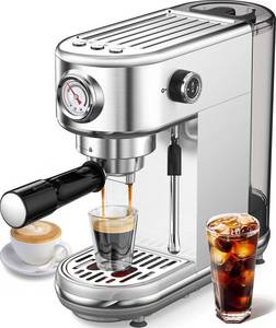 lot 168 image: Missing Water Tank Lid atatix Espresso Machine with Milk Frother, 20 Bar Pressure Espresso Maker - Retail $169