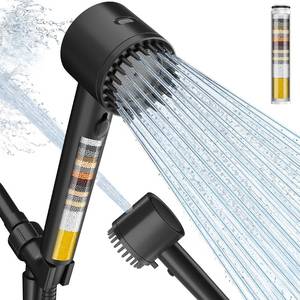 lot 183 image: Filtered Shower Head with Handheld, Showerhead with Filters Black - Retail $22