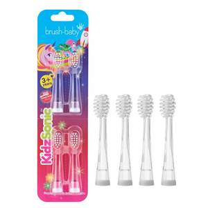lot 207 image: Brush-Baby - Kids Replacement Brush Heads for KidzSonic Electric Toothbrushes, 3 Years - DeepClean Replaceable Toothbrush Heads with LED - Pack of 4 - Retail $17
