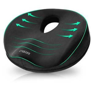 lot 211 image: SAHEYER Donut Pillow for Tailbone Pain, Memory Foam Hemorrhoids Pillow for Sciatica Nerve, Sciatica Hip Coccyx Seat Cushion for Long Sitting Office Workers, Car Drivers, Black - Retail $40