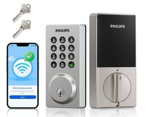 lot 215 image: Philips WiFi Smart Keypad Deadbolt Lock, App Remote Control, No Hub Needed - Retail $74