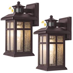 lot 221 image: Motion Sensor Outdoor Lights Bronze 2 Pack Dusk till Dawn Outdoor Lighting - Retail $82
