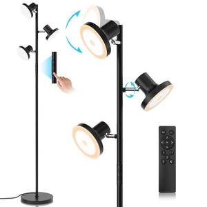 lot 228 image: SIBRILLE 36W LED Tree Floor Lamp, Modern Dimmable Standing Lamp with Remote & Touch Control, 4 Color Temperatures, 3 Rotatable LED Light Floor Lamps for Living Room, Bedroom, Office - Retail $75