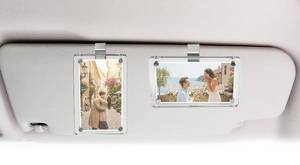 lot 233 image: 2 Pack Magnetic Car Picture Holder for Sun Visor, Photo Frame with Clips - Retail $7