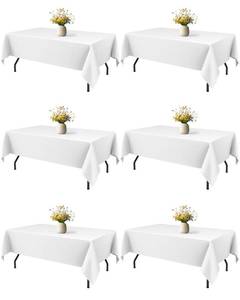 lot 237 image: Niuara White Polyester Table Cloth, 6 Pack, 60 x 84 in - Retail $23