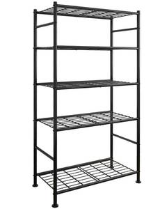 lot 240 image: Sakugi Storage Shelves - 5 Tier Shelf Organizer, Heavy Duty Garage Shelving Unit with Leveling Feet, Stable Metal Shelves Organizer for Pantry, Kitchen and Closet, 33.0 W x 12.6 D x 72.0 H, Black - Retail $55