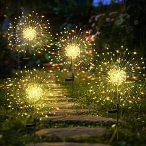 lot 250 image: GIGALUMI 4 Pack Solar Firework Lights Outdoor, Garden Decor, Warm White - Retail $33