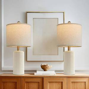 lot 3000 image: 20.25 Ceramic Table lamps Set of 2 Small Farmhouse Bedside Lamp White - Retail $60