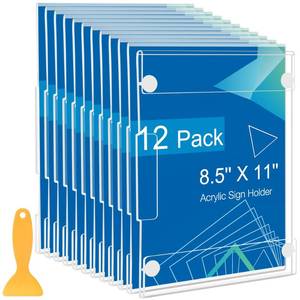 lot 3006 image: 12 Pack Acrylic Sign Holder 8.5 x 11 Wall Mount, Vertical & Horizontal Use, Wall Sign Holder Memo Document Menu Holder for Office Store Restaurants Wedding Party Decoration, No Drilling - Retail $37