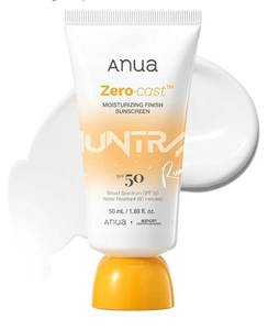 lot 18555 image: Anua Zero-Cast Moisturizing Sunscreen SPF 50, 1.69 fl ozGlow Natural Sunscreen for face, No White Cast, Hyaluronic Acid, Niacinamide, Oil-Free, Kpop Demon Hunters, Korean Skincare - Retail $18