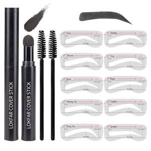 lot 18561 image: Eyebrow Stamp Stencil Kit, Eye Brow Definer & Filling Powder (Black) - Retail $8