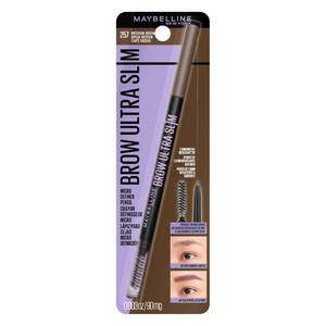 lot 18573 image: Maybelline Express Brow Ultra Slim Eyebrow Makeup, Brow Pencil with Precision Tip and Spoolie for Defined Eyebrows, Medium Brown, 1 Count (Packaging May Vary) - Retail $8