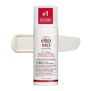 lot 18591 image: EltaMD UV Clear Blemish-Prone and Oil Balancing, Untinted, SPF 50, 1.7 oz - Retail $49