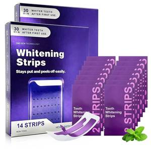 lot 18596 image: Purple Teeth Whitening Strips (20 Strips) Purple Whitening Strips, Portable Whitening Strips, Removes Yellow Stains & Bad Breath for Natural Shine - Retail $7