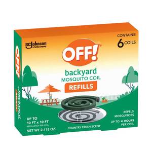 lot 18609 image: Off Backyard Mosquito Repellent Coil Refills, Perfect for Outdoor Patios Country Fresh Scent, 6 Count - Retail $6