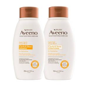 lot 18630 image: Aveeno Apple Cider Vinegar Shampoo  Conditioner Set, 2 x 12 fl. oz - Retail $17