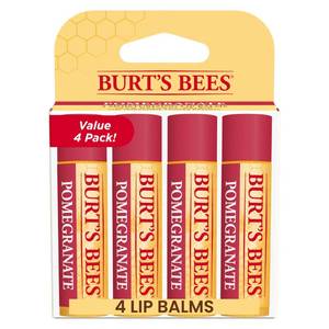 lot 18645 image: Burts Bees Lip Balm, Pomegranate, 0.15 oz., 4 Tubes - Retail $13