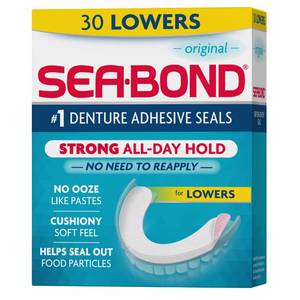lot 18650 image: SEA-BOND Denture Adhesive Seals, Original, Lowers, 30 Count (1 Pack) - Retail $7
