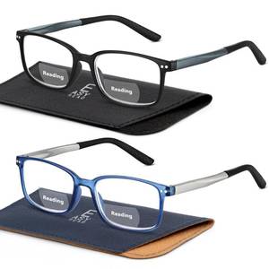 lot 18683 image: EASY READ 2 Pairs TR90 Bifocal Reading Glasses Men, BlackBlue, 1.75X - Retail $19
