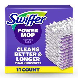 lot 18731 image: Swiffer PowerMop Multi-Surface Mopping Pad Refills for Floor Cleaning, 11 Count, WhitePurple - Retail $17