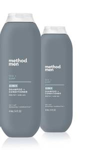 lot 18739 image: method men 2-in-1 Shampoo and Conditioner, Sea  Surf, 14 fl oz, 2 Pack - Retail $18