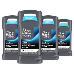 lot 18740 image: Dove MenCare Deodorant Stick, Stain Defense Clean, 4 Count, 2.7 oz - Retail $27