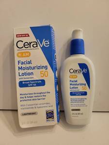 lot 18762 image: CeraVe Facial Moisturizing Lotion AM SPF 50 3 FL OZ 89 ml - Retail $16