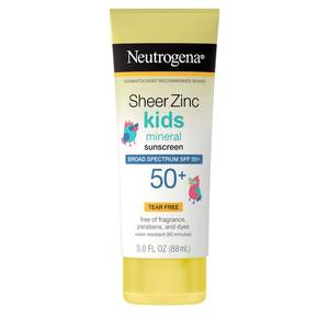 lot 18775 image: Neutrogena Sheer Zinc Oxide Mineral Sunscreen Kids SPF 50, 3 fl oz - Retail $15