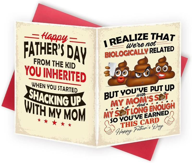 lot 69695 image: Asmallgf Humor Stepdad Fathers Day Card, Fathers Day Gift from Step Daughter Son, Father Day Card for Best Stepfather, You Earned This Fathers Day step Dad Funny Personalized Gift