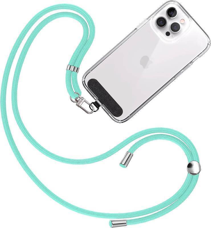lot 67888 image: TBOC Universal Mobile Phone Lanyard for Hanging Mobile Phone Case on Neck   Mobile Cord with Black Fabric Patch   Mobile Phone Lanyard with Hook