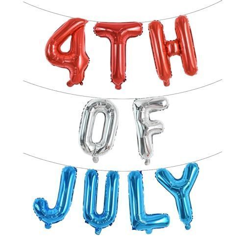 lot 67775 image: TONIFUL 16 Inch 4th of July Balloons Banner Fourth of July Letter Foil Balloons Decoration - great for Patriotic Party Supplies 4th of July Independence Day Labor Day Party Decoration