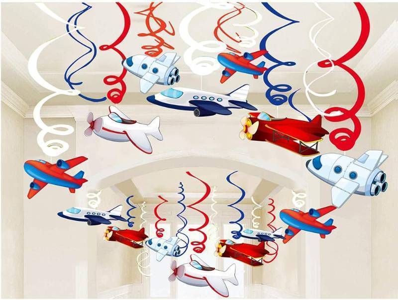 lot 67939 image: 30Pcs Pilots Party Hanging Swirl Decorations Pilots Theme Ceiling Whirl Hanging Decorations for Flight Theme Birthday Party Decor