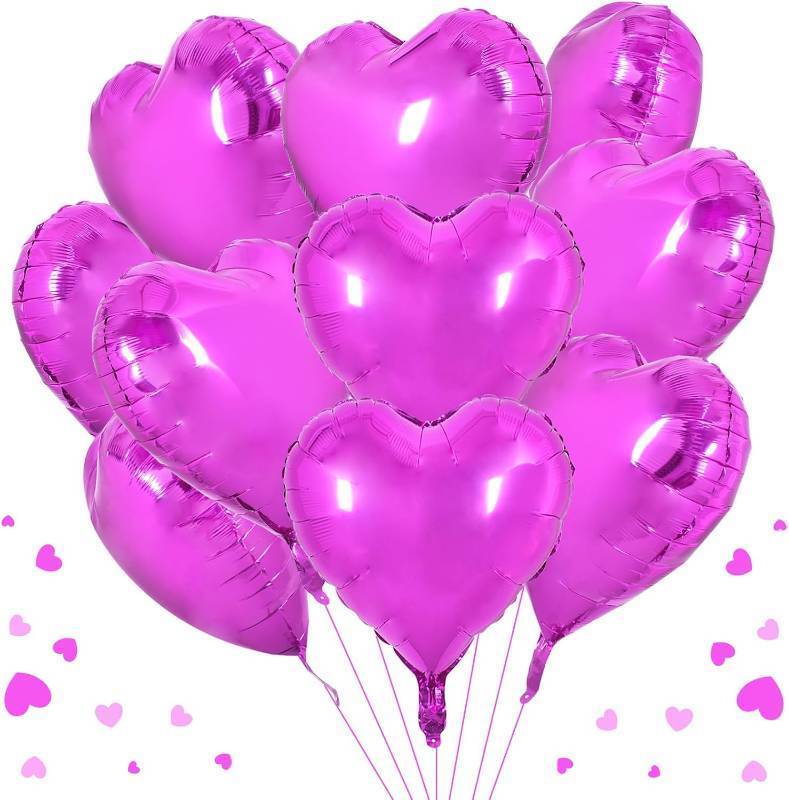 lot 66556 image: 18in BEISHIDA 20 Pcs Heart Balloons 18 inch Metal Hot Pink Heart Shape Foil Balloons Neutral Love Balloon for Mothers Day Proposal Marriage,Valentines Day, Birthday Decorations