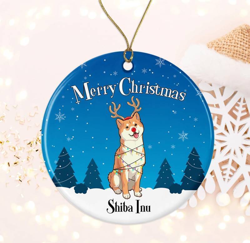 lot 66559 image: Yanashop88 Shiba Inu Merry Christmas Ornament - Merry Xmas Gifts for Pet Lovers - Dog Ornament Printed on Both Sides