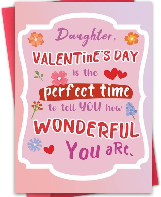 lot 66572 image: 8 inches x 5.3 inches x 0.1 inches Hongshan Lovely Valentines Day Card Gift for Wonderful Daughter