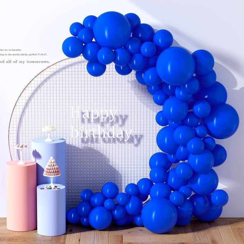 lot 66623 image: 130 Count (Pack of 1) DECOCKRAT 130PCS RoyalBlue Balloons, Latex Balloon Different Sizes 1812105 Inch, Helium Balloons with Ribbon, Party Balloon Set for Birthday Wedding Graduation Anniversary Bab