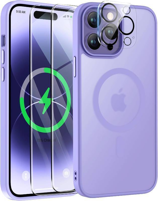 lot 66634 image: ORETECH Magnetic for iPhone 13 Pro Max Case, Screen Protectors, Matt Lilac