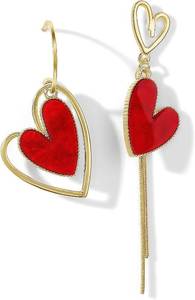 lot 66743 image: Asymmetrical Heart Earrings Heart Drop Earrings Heart Dangle Earrings For Women Birthday