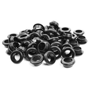 lot 66753 image: 50 Pcs Rubber Grommets 5mm ID 7mm Drill Hole Wire Protector, Double-Sided Firewall Hole Plugs, Round Electrical Wiring Cable Grommet, Black