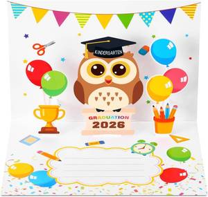lot 66766 image: 5.91 x 7.87 inches Gueevin 2026 Kindergarten Graduation Pop up Card Pre-k Graduation Greeting Card with Grad Cap Owl and Balloon Pattern 3D Preschool Congratulations Gift for Kindergarten Celebration