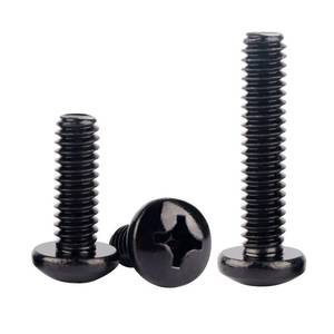 lot 66801 image: 14-20 x 1-14 (25Pcs) 14-20 x 1-14 Phillips Pan Head Machine Screws, 304 Stainless Steel 18-8, UNC Coarse Full Thread, 25PCS Black Finish