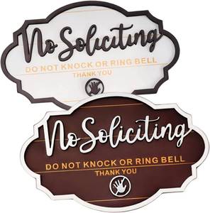 lot 66802 image: 5.5 x 3.5 inches No Soliciting Sign for Home, Office Door, Front Door Hanging, Please Do Not Knock or Ring Doorbell, 2 Pack