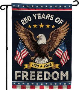 lot 66804 image: 250th Anniversary America USA Garden Flag for Outside, 250 Years of Freedom 1776-2026 Eagle Design Patriotic Double-Sided Waterproof Yard Flag 12x18 Inch for 4th of July Memorial Day Outdoor Decor