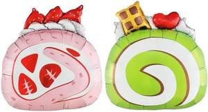 lot 66810 image: 23.6 x 20.8 inches 2Pcs Dessert Roll Cake BalloonsStrawberry Swiss Roll&Matcha Roll Foil BalloonsCute Cake Shape Party Decorations for BirthdayBaby ShowerCandy ShopKawaii Theme Events
